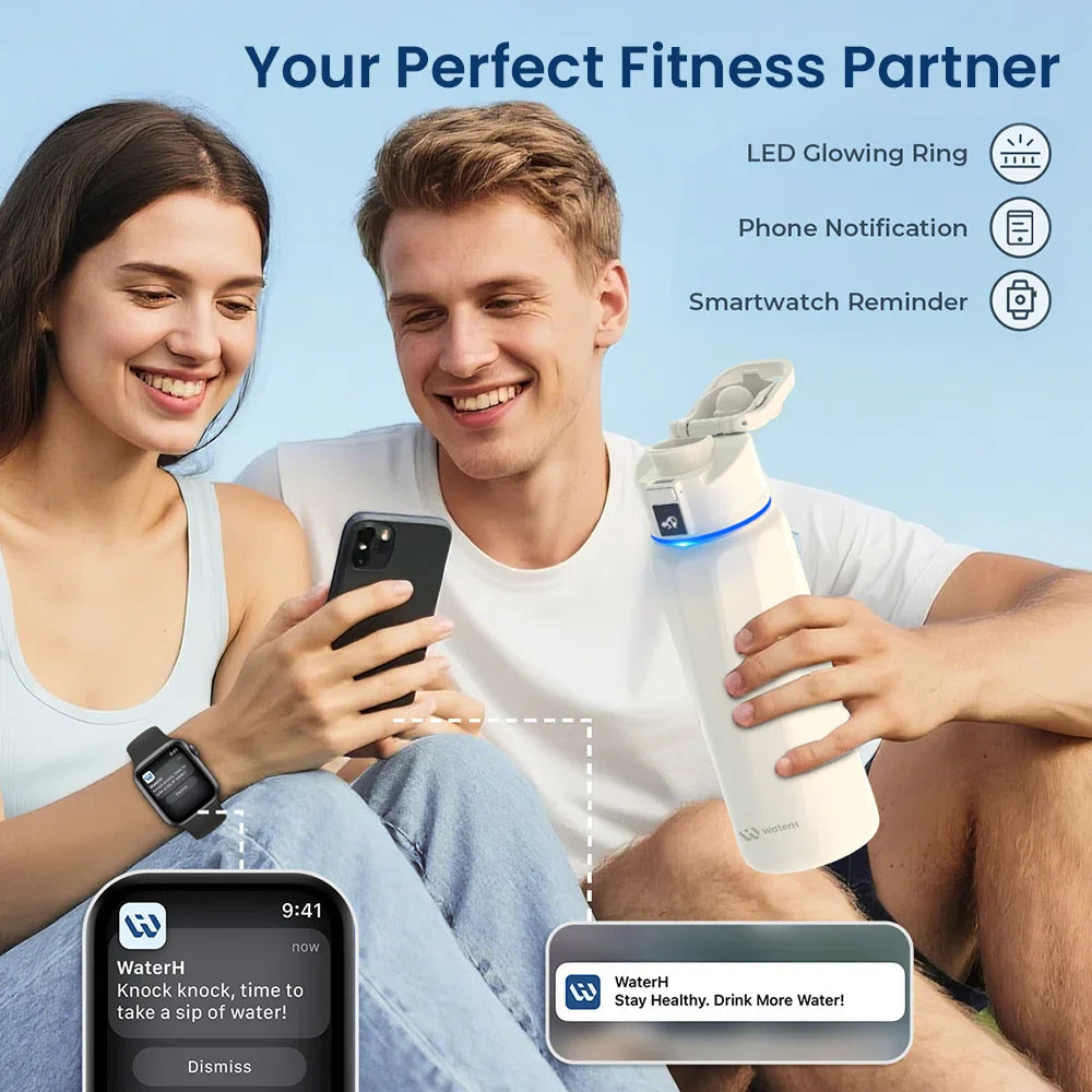 Stay Hydrated in Style: The WaterH Boost Smart Water Bottle - 32 Oz with Hydration Tracking App & Insulation