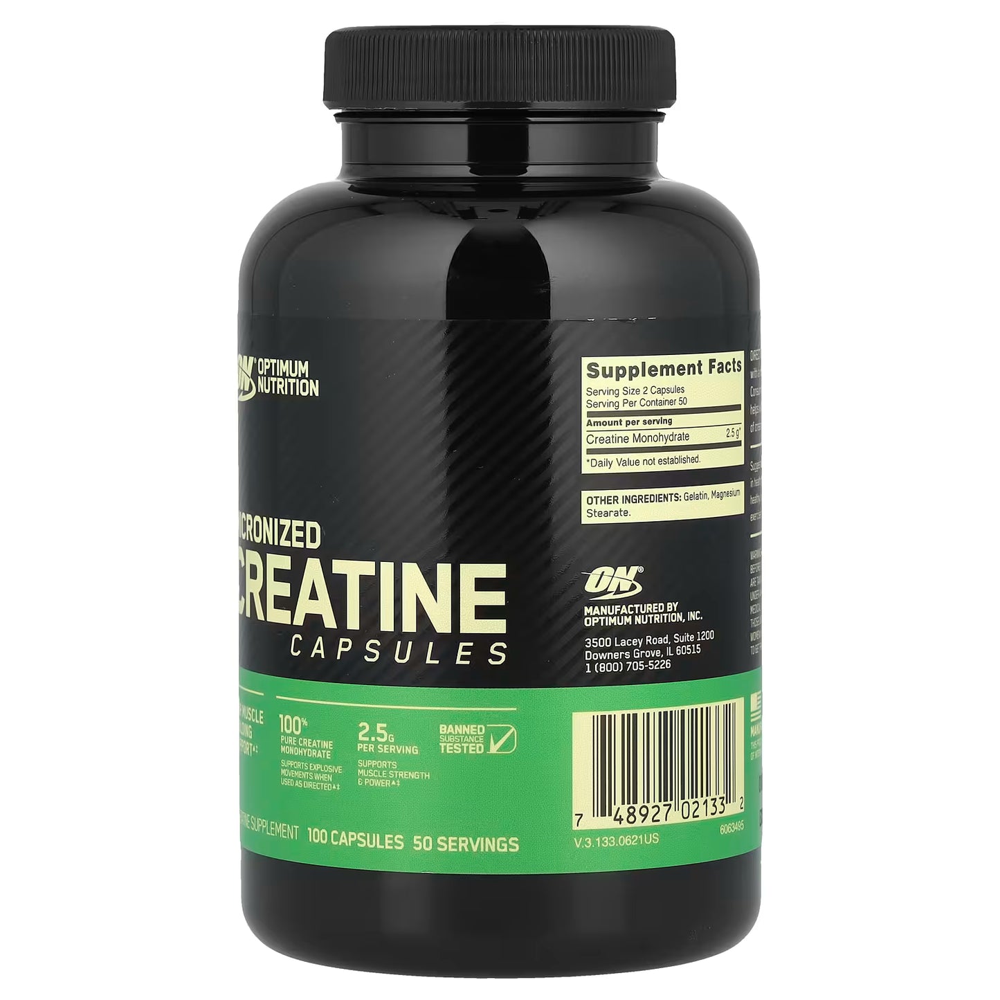 Optimum Nutrition Micronized Creatine Capsules - 100 Capsules (1.25g Each) for Enhanced Performance and Muscle Growth
