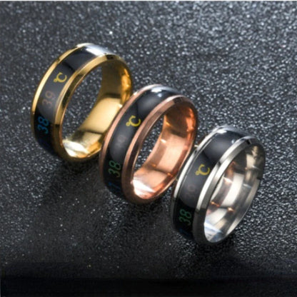 Stylish Smart Temperature Ring - Real-Time Body Temperature Monitoring in Stainless Steel