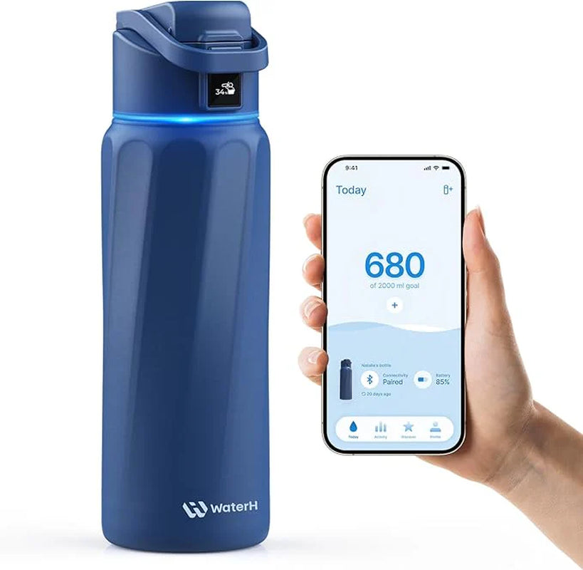 Stay Hydrated in Style: The WaterH Boost Smart Water Bottle - 32 Oz with Hydration Tracking App & Insulation