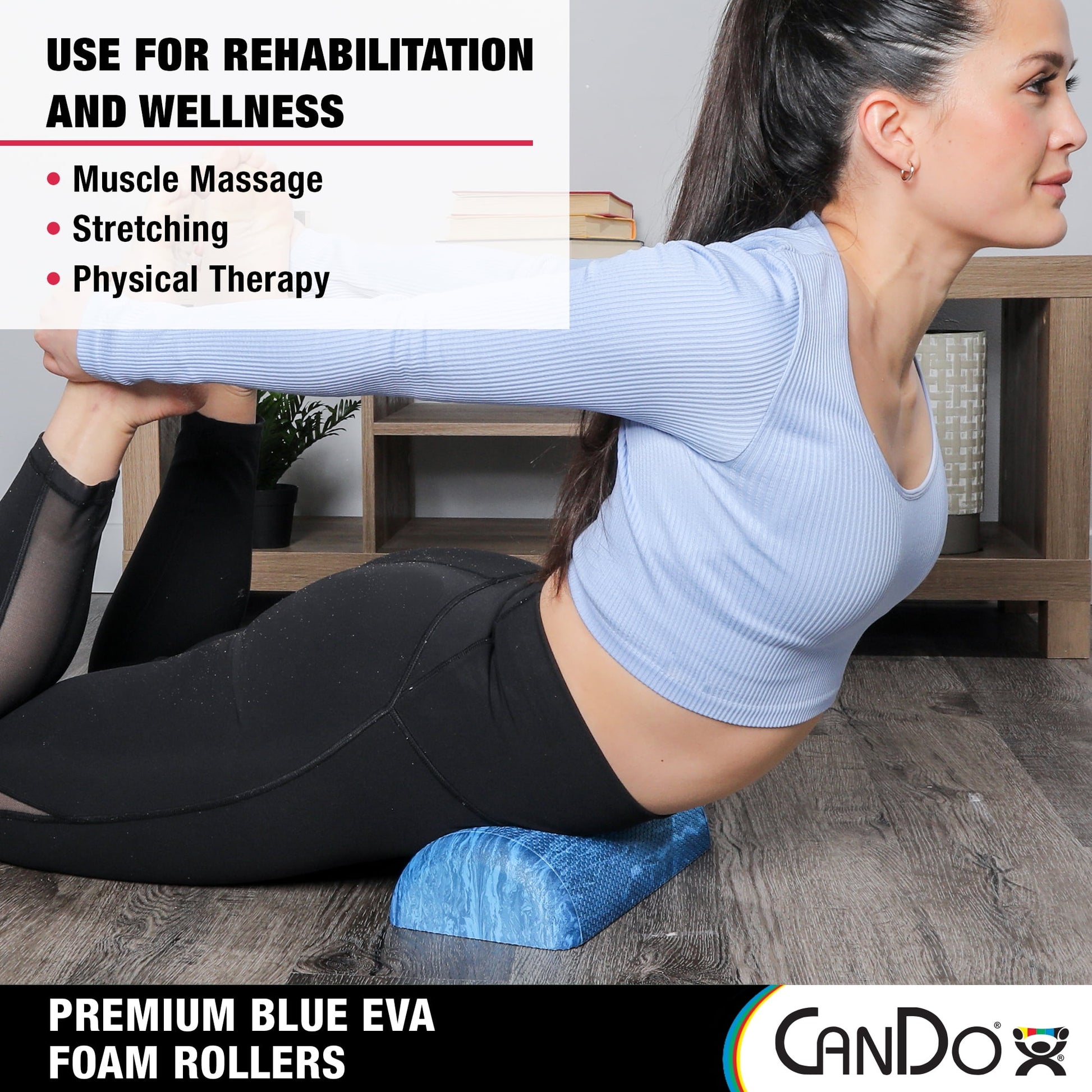 Transform Your Workout with the CanDo Extra Firm Half Round Foam Roller in Marble Blue