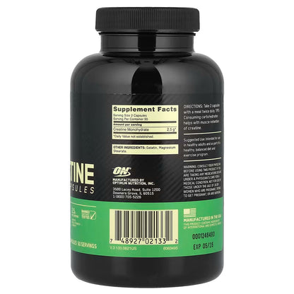 Optimum Nutrition Micronized Creatine Capsules - 100 Capsules (1.25g Each) for Enhanced Performance and Muscle Growth
