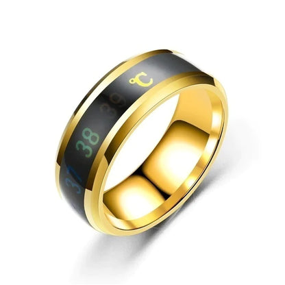 Stylish Smart Temperature Ring - Real-Time Body Temperature Monitoring in Stainless Steel