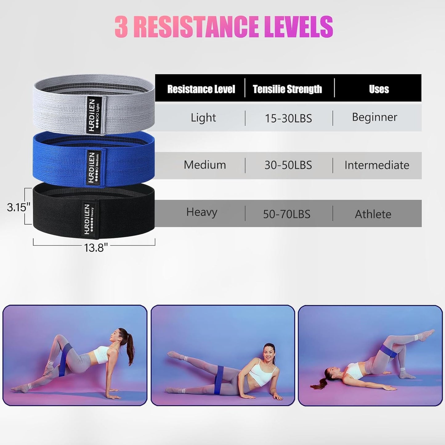Ultimate Resistance Bands Set for Effective Workouts - 3 Levels of Elastic Stretch Bands for Men & Women, Perfect for Home Fitness, Yoga, and Physical Therapy with Convenient Carry Bag