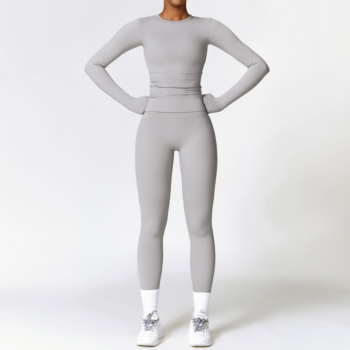 Stylish Quick-Drying Yoga Set - Long Sleeve Top & High Waist Leggings for Ultimate Comfort and Performance