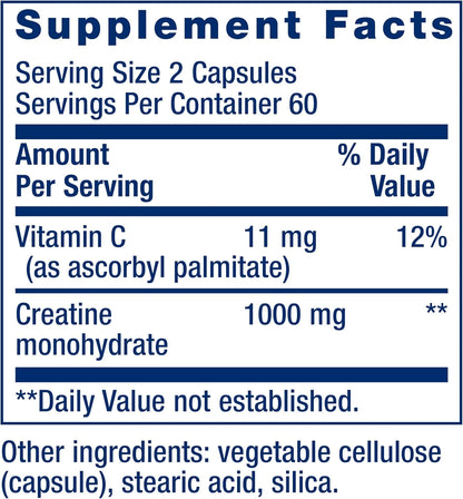 Life Extension Creatine Capsules - Boost Strength & Lean Muscle, Enhance Endurance - Non-GMO & Gluten-Free - 120 Count