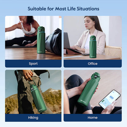 Stay Hydrated in Style: The WaterH Boost Smart Water Bottle - 32 Oz with Hydration Tracking App & Insulation