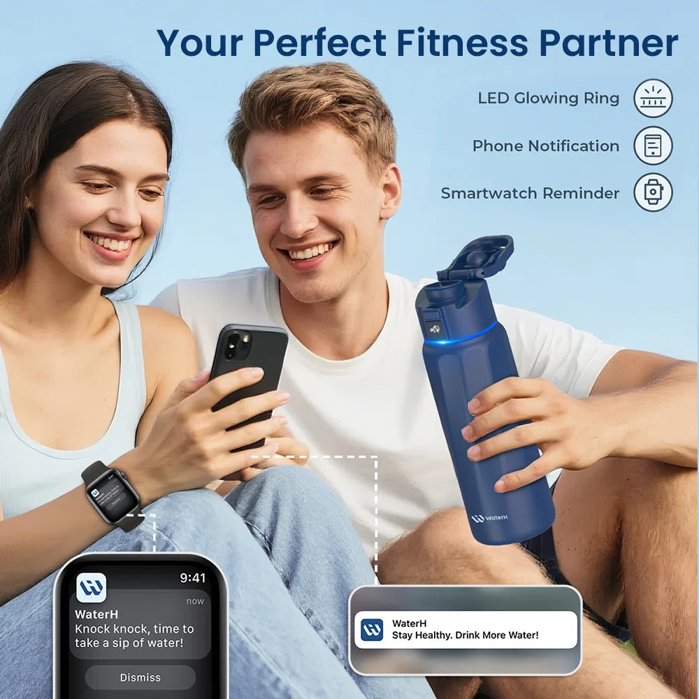 Stay Hydrated in Style: The WaterH Boost Smart Water Bottle - 32 Oz with Hydration Tracking App & Insulation