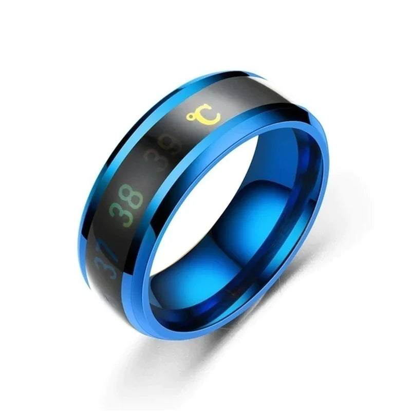 Stylish Smart Temperature Ring - Real-Time Body Temperature Monitoring in Stainless Steel