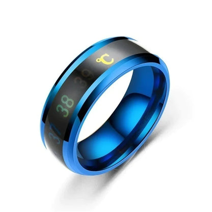 Stylish Smart Temperature Ring - Real-Time Body Temperature Monitoring in Stainless Steel