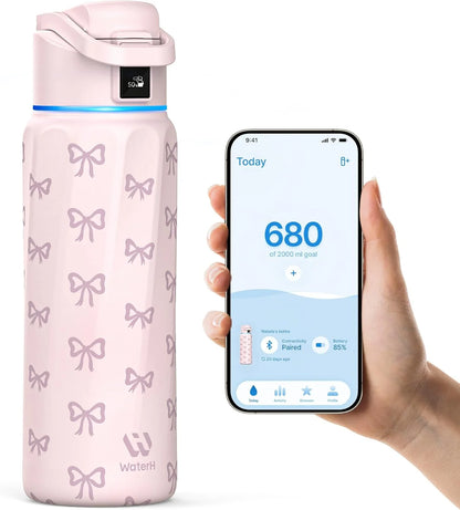 Stay Hydrated in Style: The WaterH Boost Smart Water Bottle - 32 Oz with Hydration Tracking App & Insulation