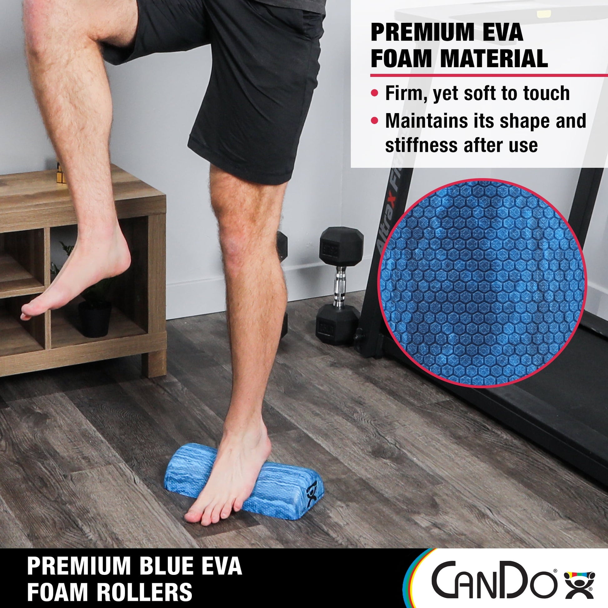 Transform Your Workout with the CanDo Extra Firm Half Round Foam Roller in Marble Blue
