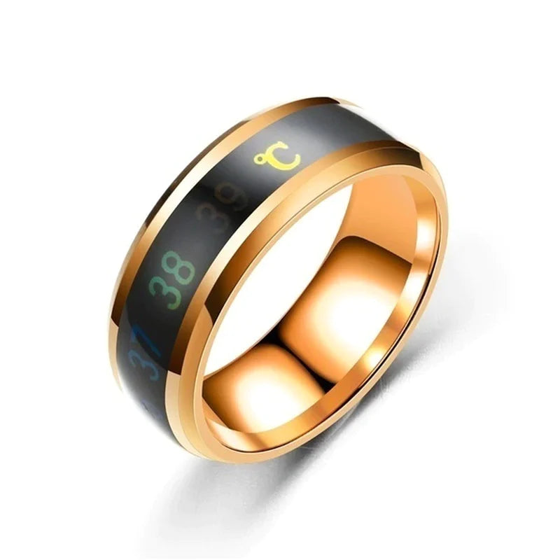 Stylish Smart Temperature Ring - Real-Time Body Temperature Monitoring in Stainless Steel