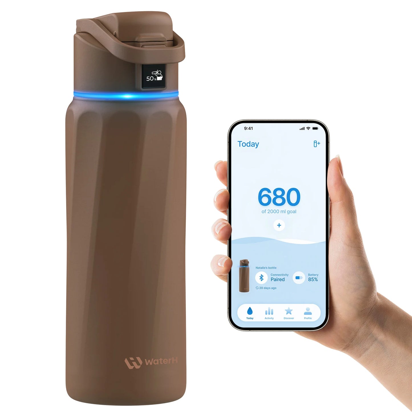 Stay Hydrated in Style: The WaterH Boost Smart Water Bottle - 32 Oz with Hydration Tracking App & Insulation
