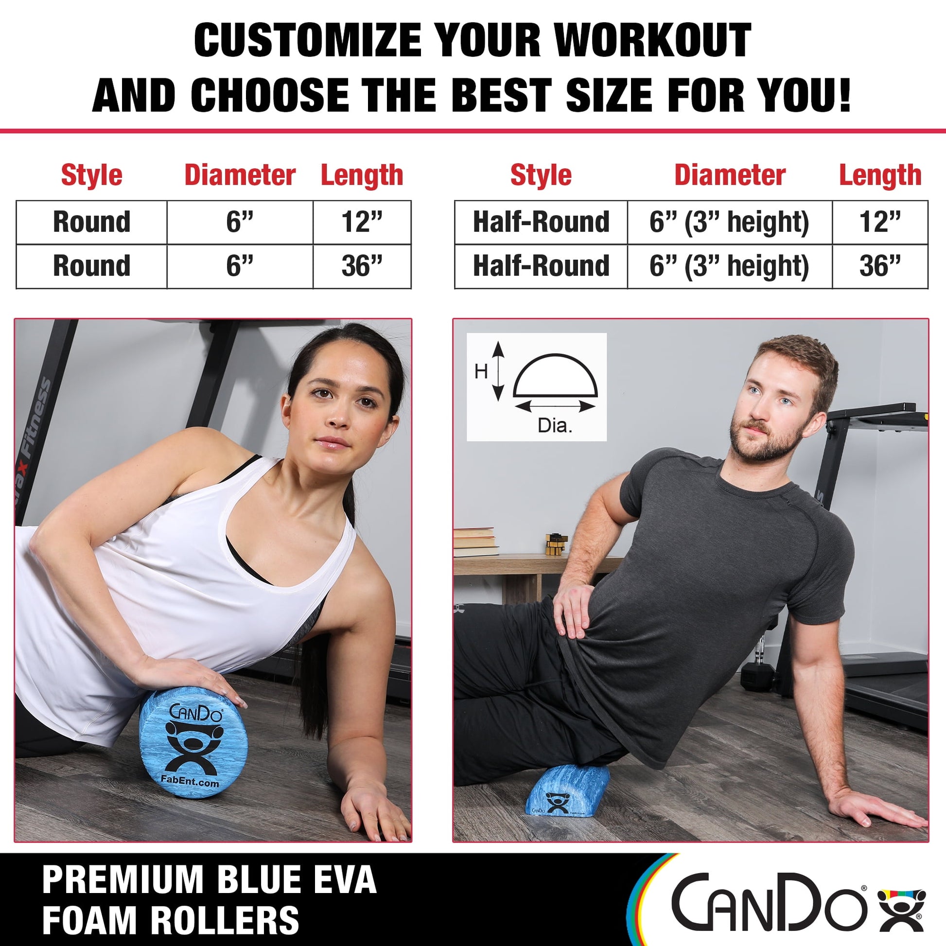 Transform Your Workout with the CanDo Extra Firm Half Round Foam Roller in Marble Blue