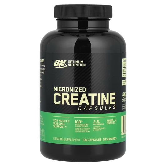 Optimum Nutrition Micronized Creatine Capsules - 100 Capsules (1.25g Each) for Enhanced Performance and Muscle Growth