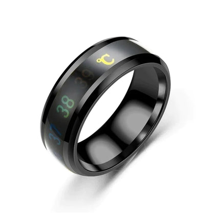 Stylish Smart Temperature Ring - Real-Time Body Temperature Monitoring in Stainless Steel