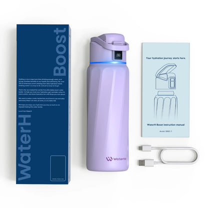 Stay Hydrated in Style: The WaterH Boost Smart Water Bottle - 32 Oz with Hydration Tracking App & Insulation