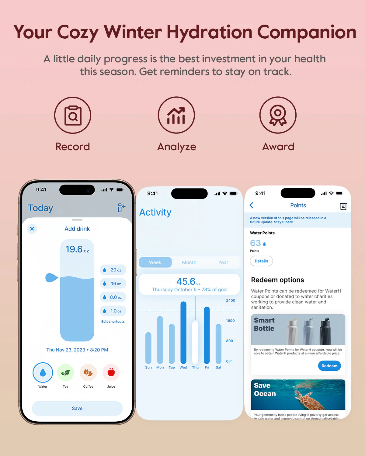 Stay Hydrated in Style: The WaterH Boost Smart Water Bottle - 32 Oz with Hydration Tracking App & Insulation