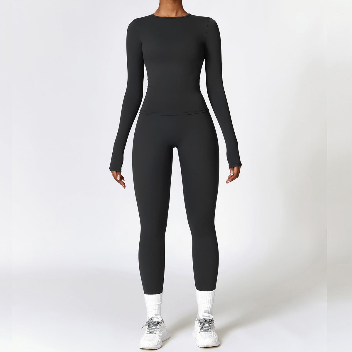 Stylish Quick-Drying Yoga Set - Long Sleeve Top & High Waist Leggings for Ultimate Comfort and Performance