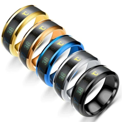Stylish Smart Temperature Ring - Real-Time Body Temperature Monitoring in Stainless Steel