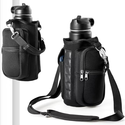 Revolutionary Magnetic Water Bottle Holder - Convenient Carrier Bag with Phone Pocket and 6 Strong Magnets for All Your Fitness Needs