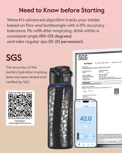 Stay Hydrated in Style: The WaterH Boost Smart Water Bottle - 32 Oz with Hydration Tracking App & Insulation