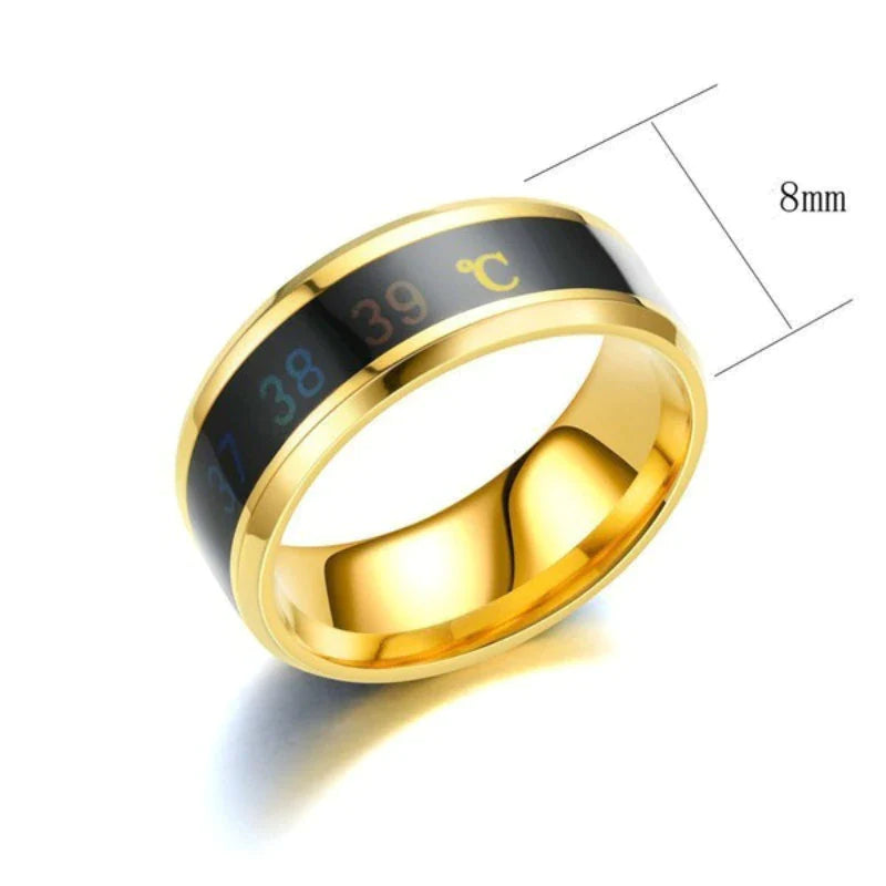 Stylish Smart Temperature Ring - Real-Time Body Temperature Monitoring in Stainless Steel