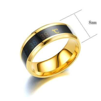 Stylish Smart Temperature Ring - Real-Time Body Temperature Monitoring in Stainless Steel