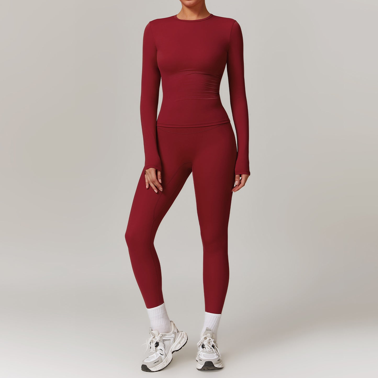 Stylish Quick-Drying Yoga Set - Long Sleeve Top & High Waist Leggings for Ultimate Comfort and Performance
