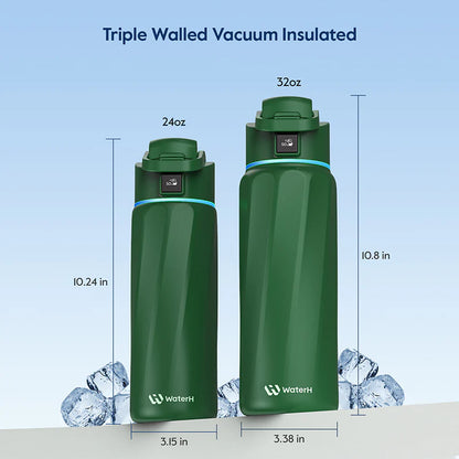 Stay Hydrated in Style: The WaterH Boost Smart Water Bottle - 32 Oz with Hydration Tracking App & Insulation