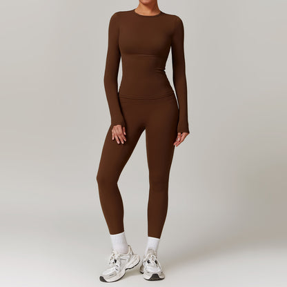 Stylish Quick-Drying Yoga Set - Long Sleeve Top & High Waist Leggings for Ultimate Comfort and Performance