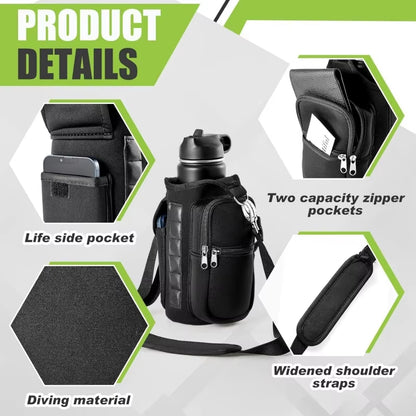 Revolutionary Magnetic Water Bottle Holder - Convenient Carrier Bag with Phone Pocket and 6 Strong Magnets for All Your Fitness Needs