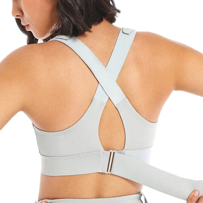 Stylish Plus Size Women's Sports Bra with Front Zipper - Adjustable Strap Shockproof Yoga Crop Top for Gym Fitness